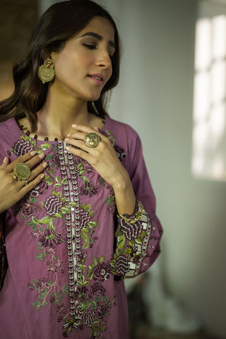 DC-2062 MOUVE 2PCS  EMBROIDERED KURTA WITH TROUSER