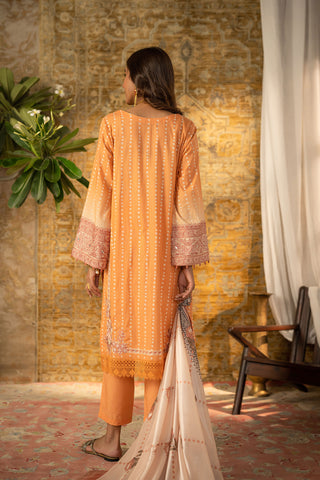 DC-2068 ORANGE 2PCS EMBROIDERED KURTA WITH DUPATTA