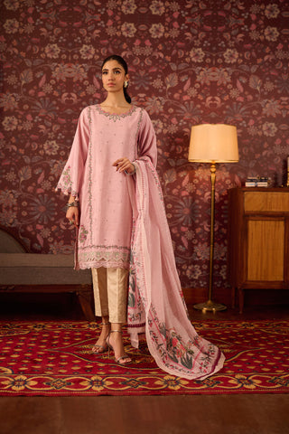 DA-2073 PINK EMBROIDERED KURTA WITH DUPATTA