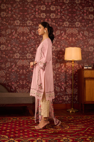 DA-2073 PINK EMBROIDERED KURTA WITH DUPATTA