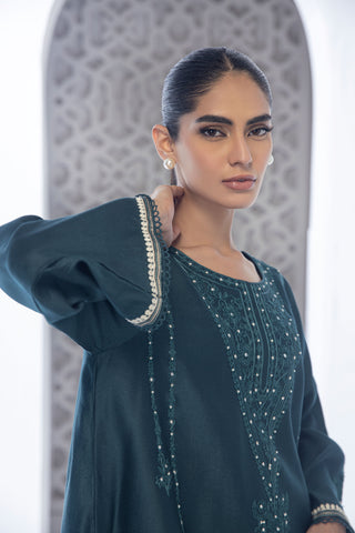 DA-2084 GREEN EMBROIDERED KURTA