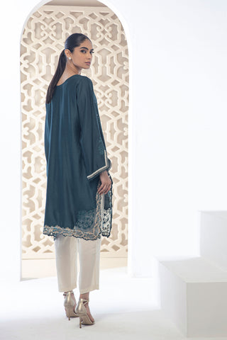 DA-2084 GREEN EMBROIDERED KURTA