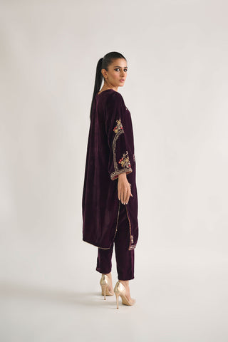 DA-2104 PURPLE EMBROIDERED KURTA WITH TROUSER