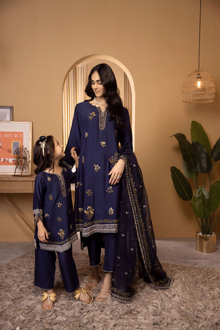 DA-2118 NAVY BLUE 2PCS  EMBROIDERED KURTA WITH TROUSER