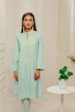 DC-0247 BLUE EMBROIDERED KURTA