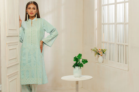 DC-0247 BLUE EMBROIDERED KURTA