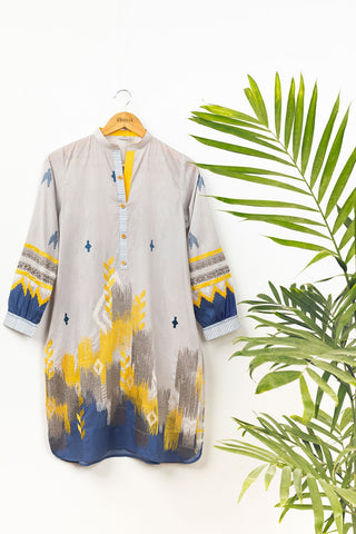 DC-0374 GREY EMBROIDERED KURTA