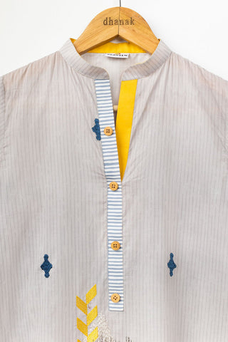 DC-0374 GREY EMBROIDERED KURTA