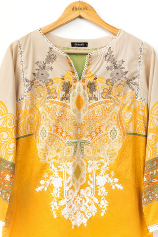 DC-0376 YELLOW EMBROIDERED KURTA