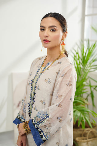 DC-0387 BEIGE 2PCS  EMBROIDERED KURTA WITH TROUSER