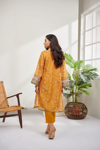 DC-0389 MUSTARD 2PCS  EMBROIDERED KURTA WITH TROUSER