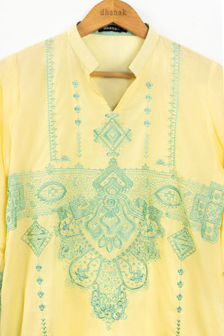 DC-0392 LEMON EMBROIDERED KURTA