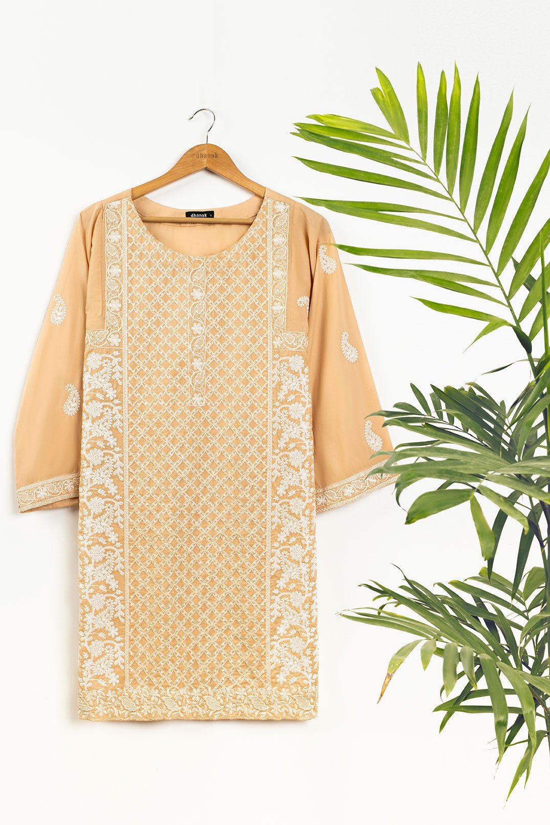 DC-0393 BEIGE EMBROIDERED KURTA