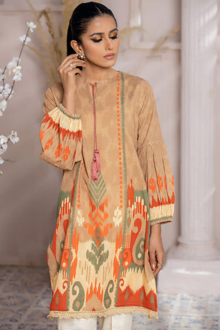 DC-0396 LIGHT BROWN DIGITAL PRINTED KURTA