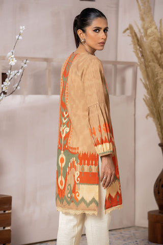 DC-0396 LIGHT BROWN DIGITAL PRINTED KURTA