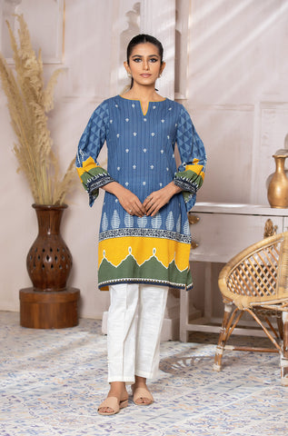 DC-0408 BLUE DIGITAL PRINTED KURTA