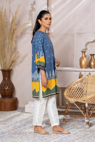 DC-0408 BLUE DIGITAL PRINTED KURTA