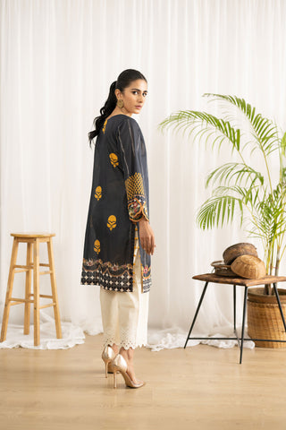 DC-0416 GREY EMBROIDERED KURTA
