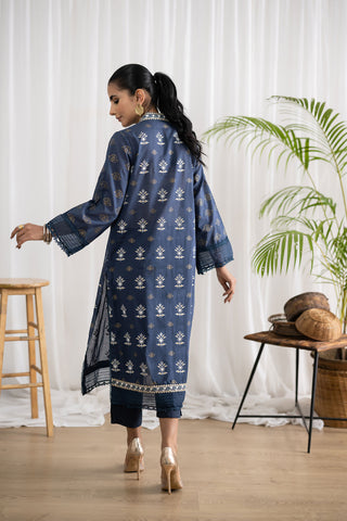 DC-0432 BLUE EMBROIDERED KURTA