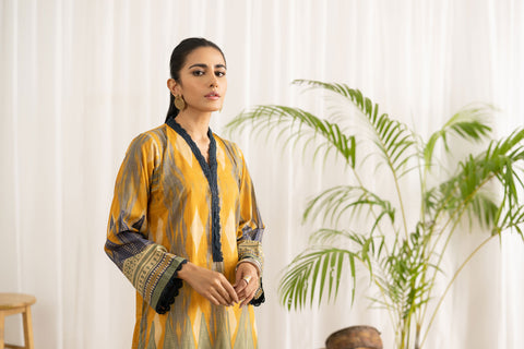 DC-0434 YELLOW EMBROIDERED KURTA