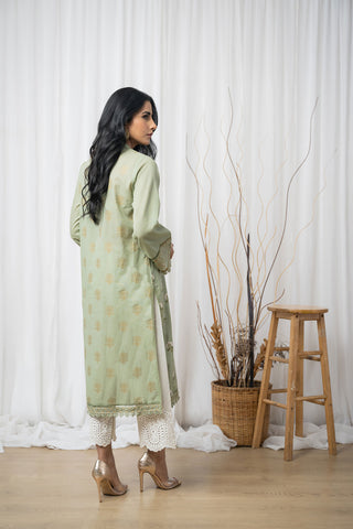 DC-0437 GREEN EMBROIDERED KURTA