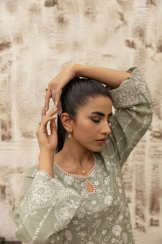 DC-0467 GREEN DYED EMBROIDERED KURTA