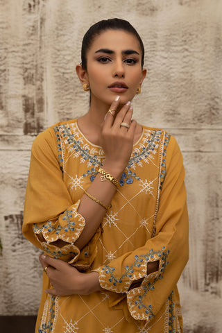 DC-0470 MUSTARD DYED EMBROIDERED KURTA