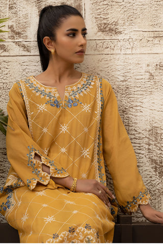 DC-0470 MUSTARD DYED EMBROIDERED KURTA