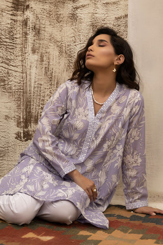 DC-0476 PURPLE DIGITAL PRINTED KURTA