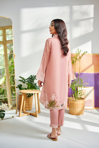 DC-2004 BLUSH-PINK 2PCS  EMBROIDERED KURTA WITH TROUSER