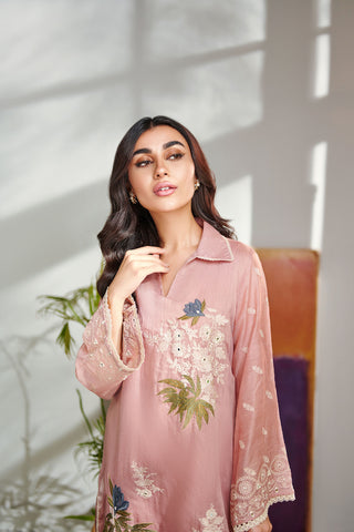 DC-2004 BLUSH-PINK 2PCS  EMBROIDERED KURTA WITH TROUSER