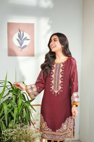 DC-2006 MAROON 2PCS  EMBROIDERED KURTA WITH TROUSER