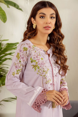DC-2009 L-PURPLE 2PCS EMBROIDERED KURTA WITH TROUSER