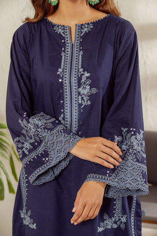 DC-2010 BLUE 2PCS EMBROIDERED KURTA WITH TROUSER