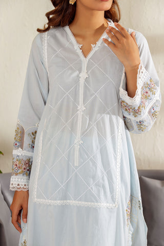 DC-2012 SKY BLUE 2PCS EMBROIDERED KURTA WITH TROUSER