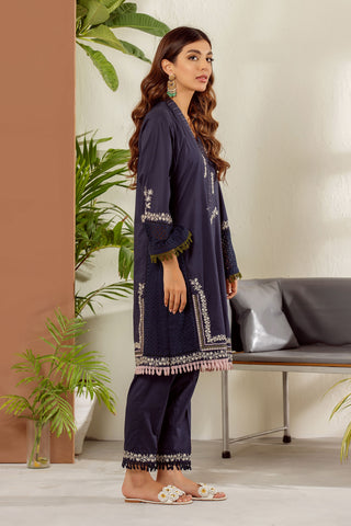 DC-2014 NAVY BLUE 2PCS EMBROIDERED KURTA WITH TROUSER