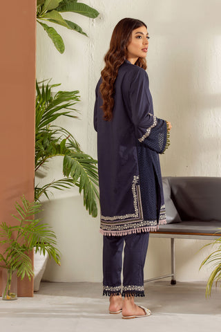 DC-2014 NAVY BLUE 2PCS EMBROIDERED KURTA WITH TROUSER