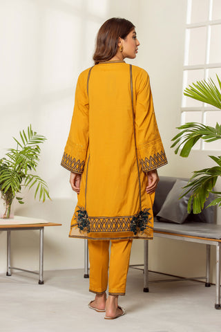 DC-2015 YELLOW 2PCS EMBROIDERED KURTA WITH TROUSER