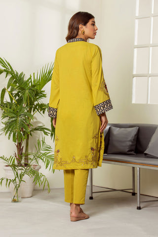 DC-2017 GREEN 2PCS EMBROIDERED KURTA WITH TROUSER