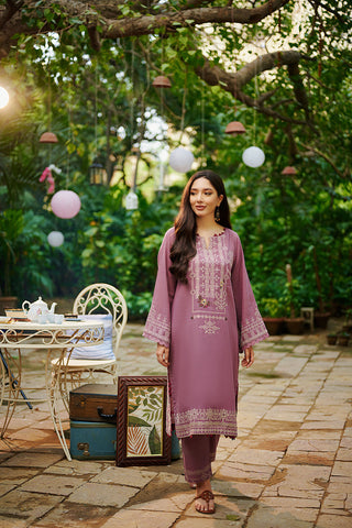 DC-2029 MAUVE 2PCS EMBROIDERED KURTA WITH TROUSER