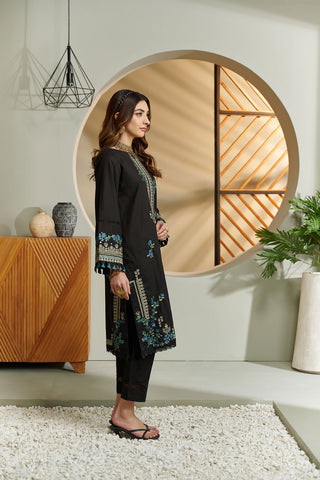 DC-2034 BLACK 2PCS  EMBROIDERED KURTA WITH TROUSER