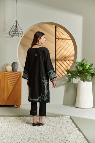 DC-2034 BLACK 2PCS  EMBROIDERED KURTA WITH TROUSER