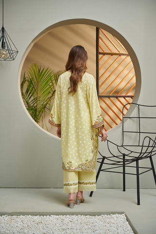 DC-2036 YELLOW 2PCS  EMBROIDERED KURTA WITH TROUSER