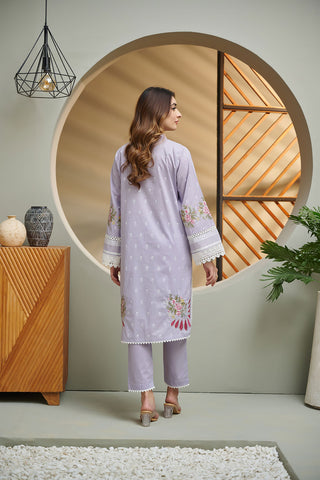 DC-2037 LIGHT PURPLE 2PCS  EMBROIDERED KURTA WITH TROUSER