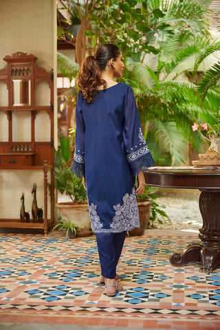 DC-2048 NAVY BLUE 2PCS  EMBROIDERED KURTA WITH TROUSER