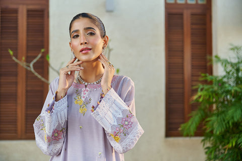 DC-2050 LIGHT PURPLE 2PCS  EMBROIDERED KURTA WITH TROUSER