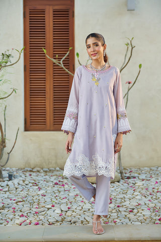 DC-2050 LIGHT PURPLE 2PCS  EMBROIDERED KURTA WITH TROUSER