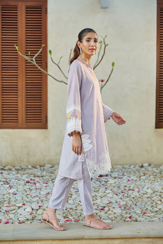 DC-2050 LIGHT PURPLE 2PCS  EMBROIDERED KURTA WITH TROUSER