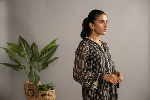 DC-2074 BLACK MUNAR 2PCS EMBROIDERED KURTA WITH TROUSER