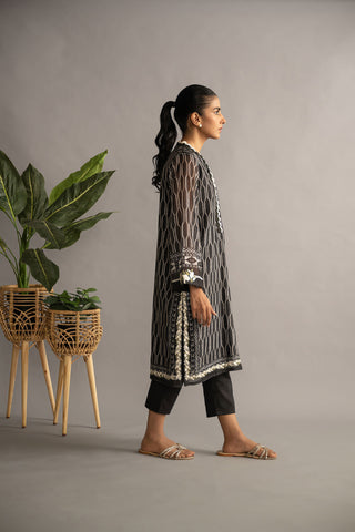 DC-2074 BLACK MUNAR 2PCS EMBROIDERED KURTA WITH TROUSER